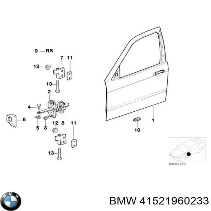 41521960233 BMW Петля передніх дверей, лівою