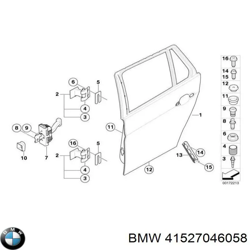 Дверний шарнір задній правий BMW 41527046058 ціна, від 31.67 USD