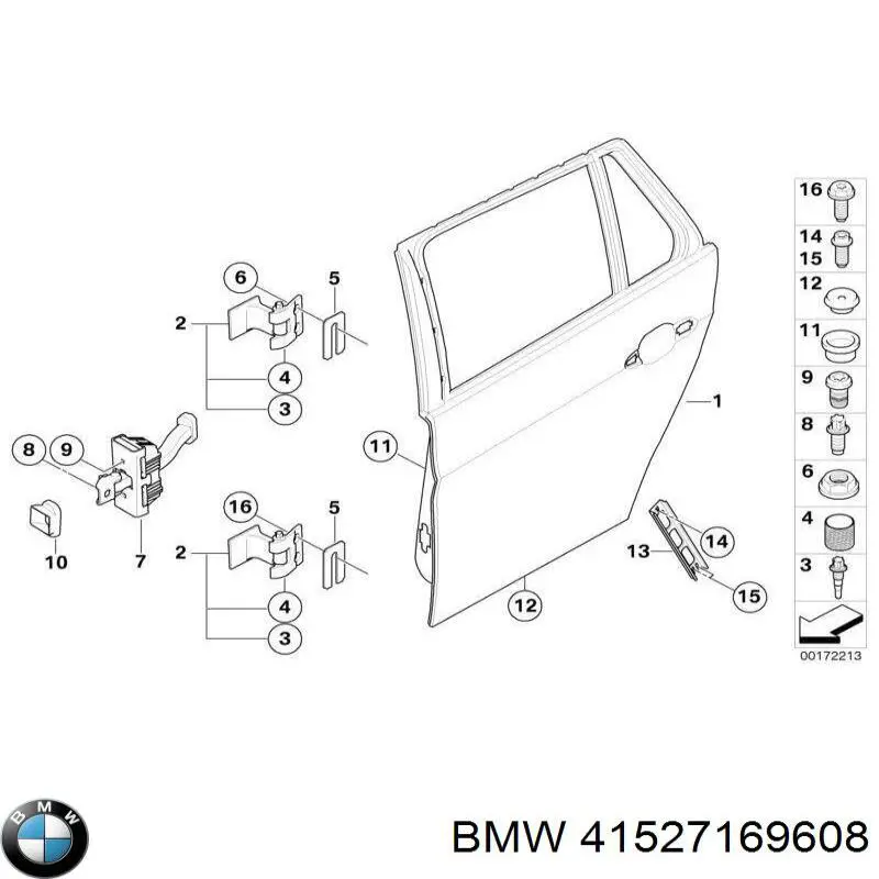 Дверний шарнір задній правий BMW 41527169608 ціна, від 31.67 USD