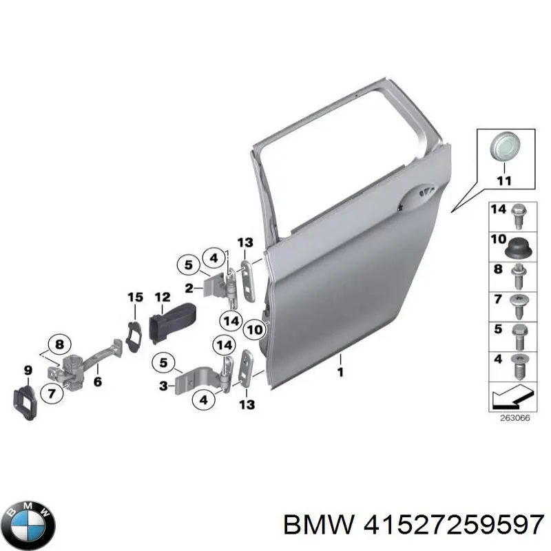 Завіса дверей задніх лівих на BMW 5 (F10)