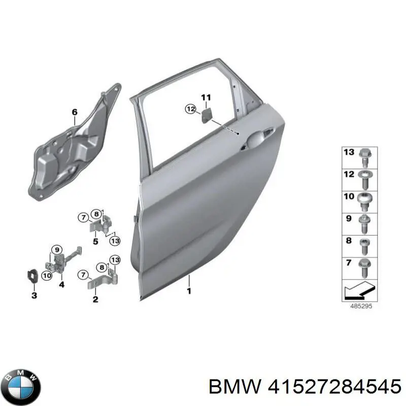 Дверний шарнір задній лівий BMW 41527284545 ціна, від 8.47 USD