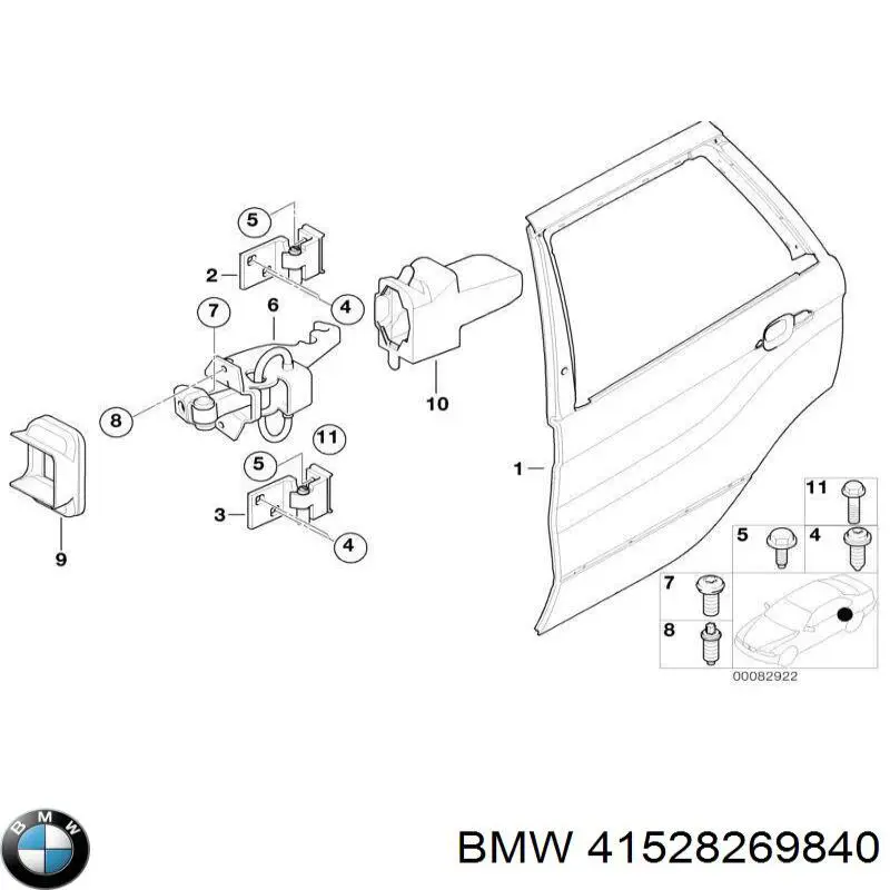 Дверний шарнір задній правий BMW 41528269840 ціна, від 6.09 USD