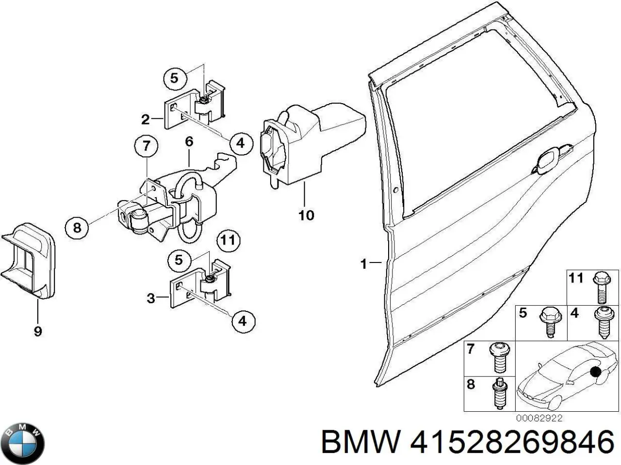 Купити 41528269846 BMW Дверний шарнір задній правий