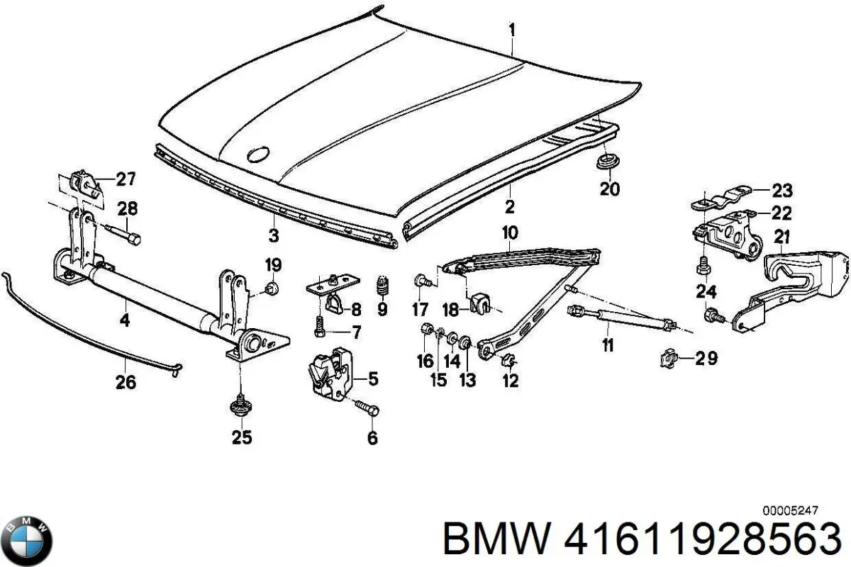 Купити 41611928563 BMW Упор капоту