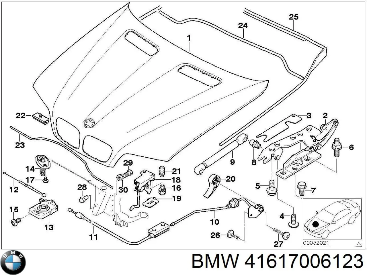 Купити 41617006123 BMW Шарнір капота лівий
