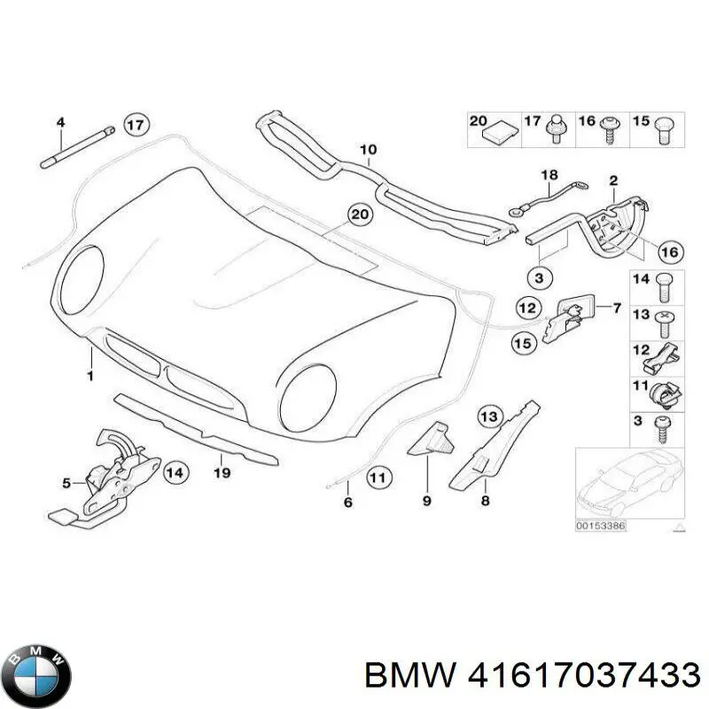 41617037433 BMW Завіс капота, правий