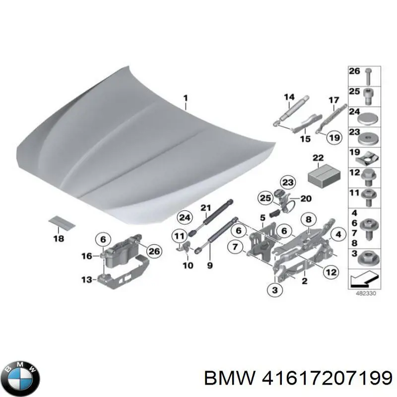 Петля капота, ліва 41617207199 BMW