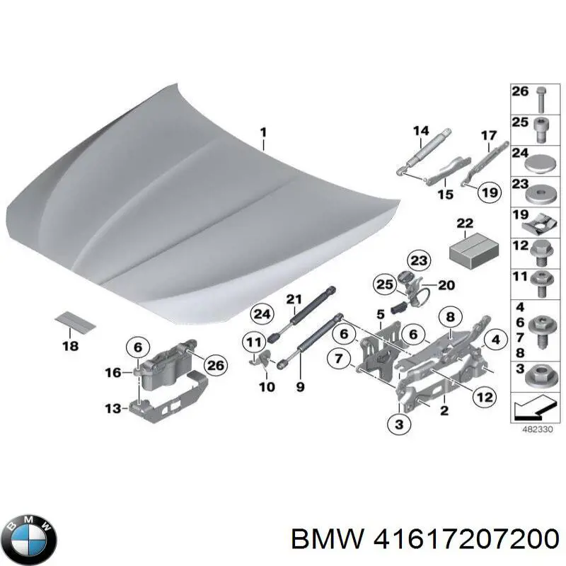 Завіса капота права BMW 41617207200 ціна, від 25.33 USD