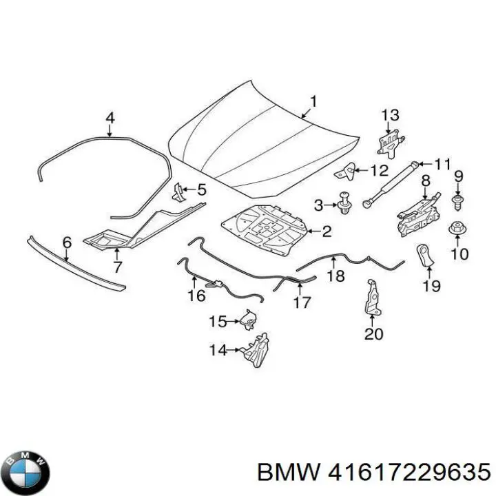 41617229635 BMW Завіс капота, лівий