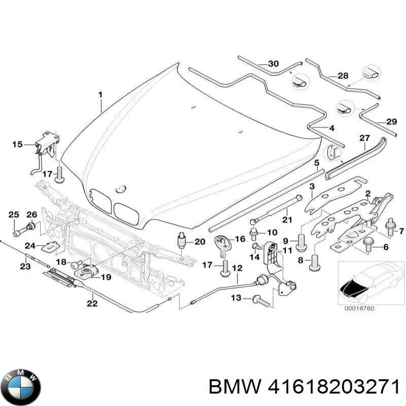 Купити 41618203271 BMW Шарнір капота лівий