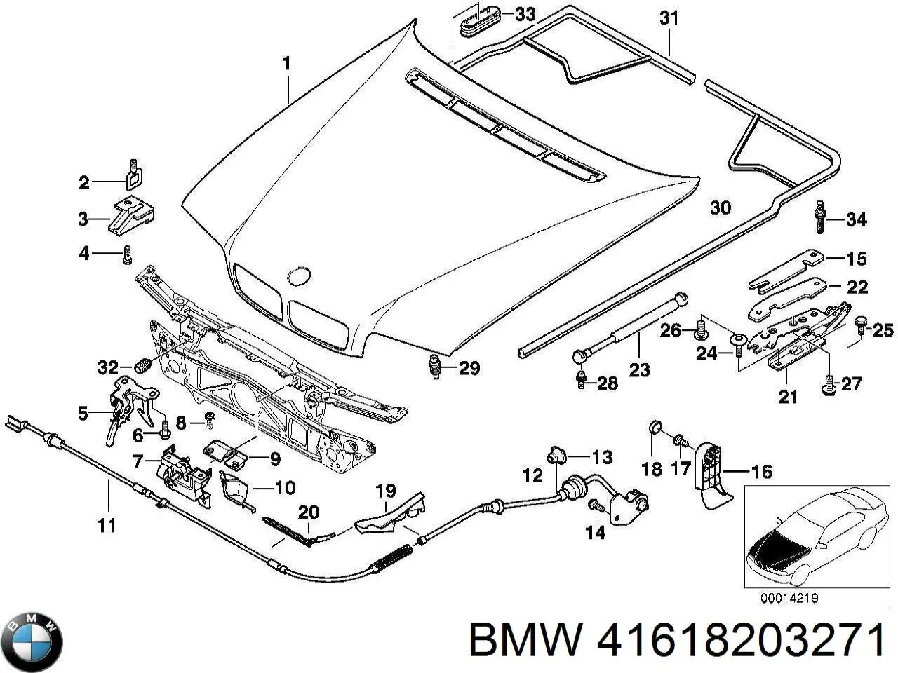 Петля капота, ліва BMW 41618203271 ціна, від 10.16 USD