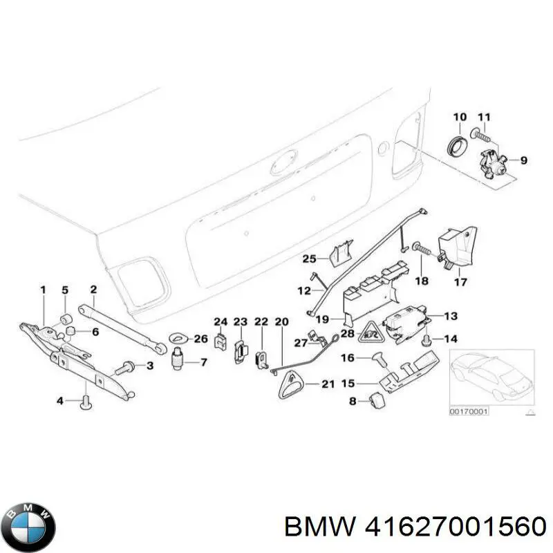 Завіса кришки багажника BMW 41627001560 ціна, від 3.67 USD