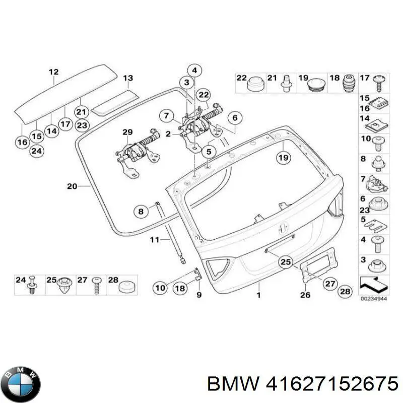 Купити 41627152675 BMW Деталі багажника (петлі і упор кришки)