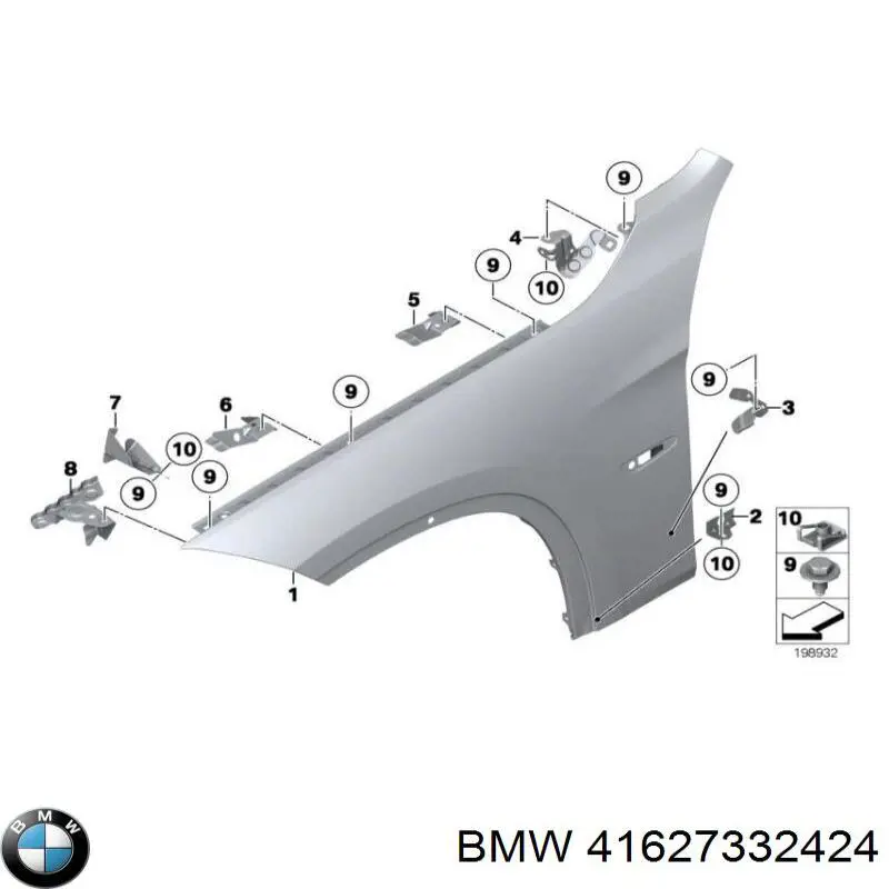 Крило переднє праве 41627332424 BMW