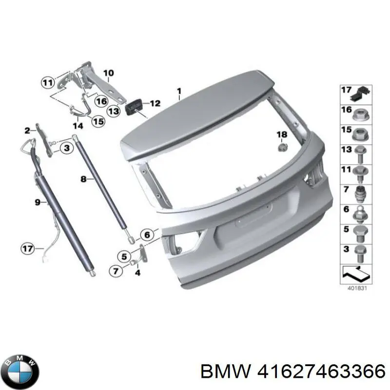Завіса кришки багажника BMW 41627463366 ціна, від 12.64 USD