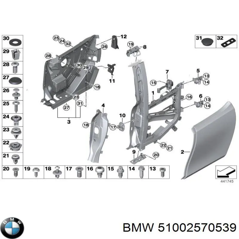 Купити 51007427335 BMW Двері задні, ліві