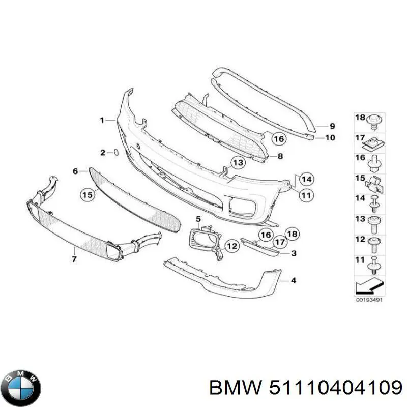 51110404109 BMW Бампер передній в зборі