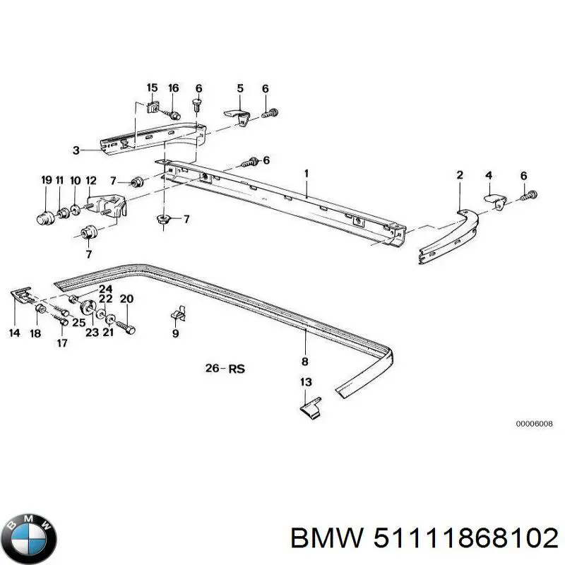51111868102 BMW Молдинг бампера переднього, праве