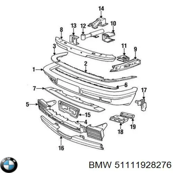 Решітка переднього бампера, центральна BMW 51111928276 ціна, від 115.81 USD