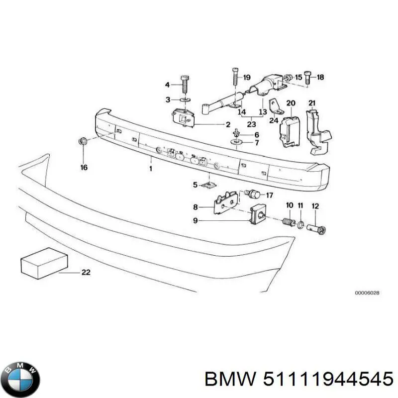 Кронштейн бампера переднього на BMW 5 (E34)