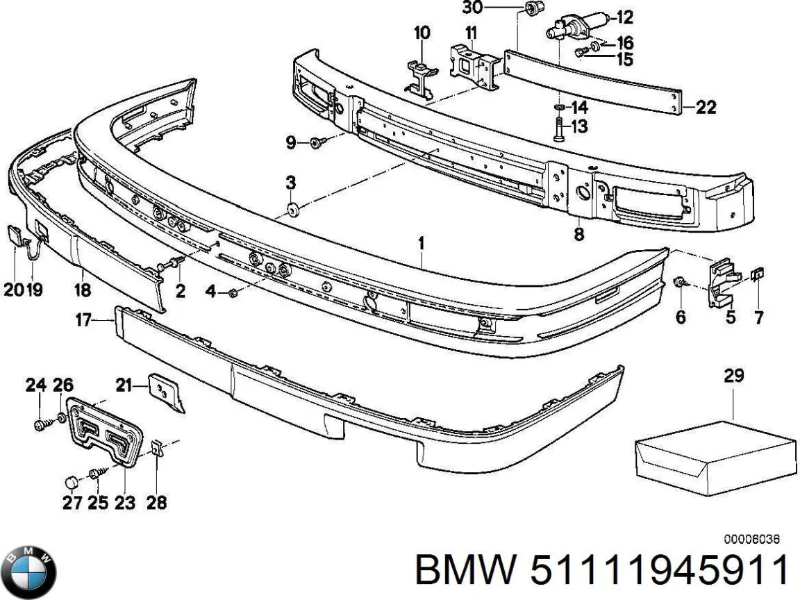 Кріплення бампера BMW 51111945911 ціна, від 19.22 USD