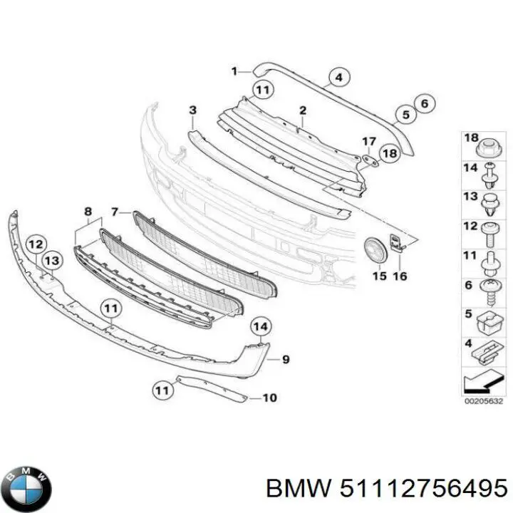 Купити 51117147844 BMW Нижня накладка на передній бампер