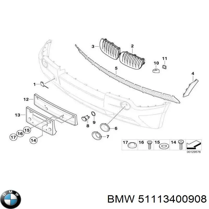 Решітка переднього бампера, центральна BMW 51113400908 ціна, від 28.22 USD