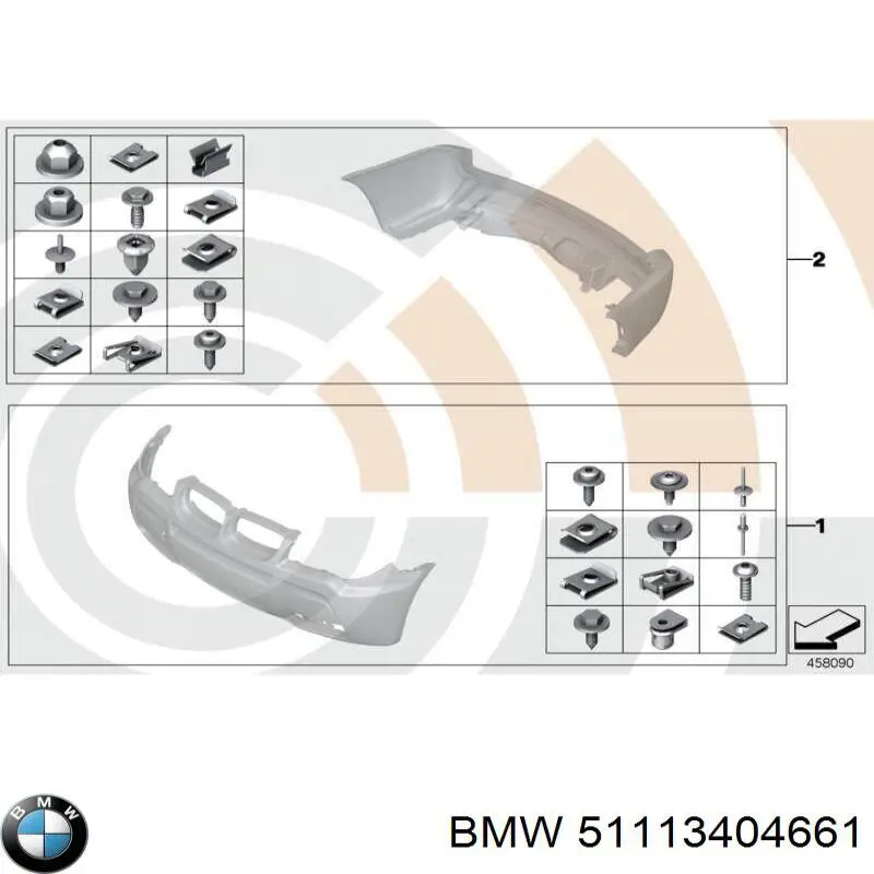 Кріплення бампера на BMW X3 (E83)