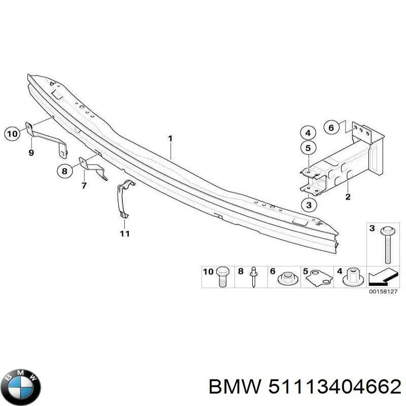 Праве кріплення переднього бампера на BMW X3 (E83)