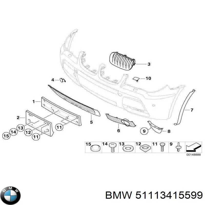 Заглушка бампера буксирувального гака, передня BMW 51113415599 ціна, від 41.20 USD