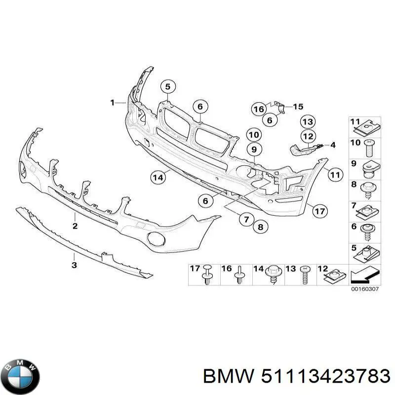 Бампер передній, верхня частина BMW 51113423783 ціна, від 83.78 USD