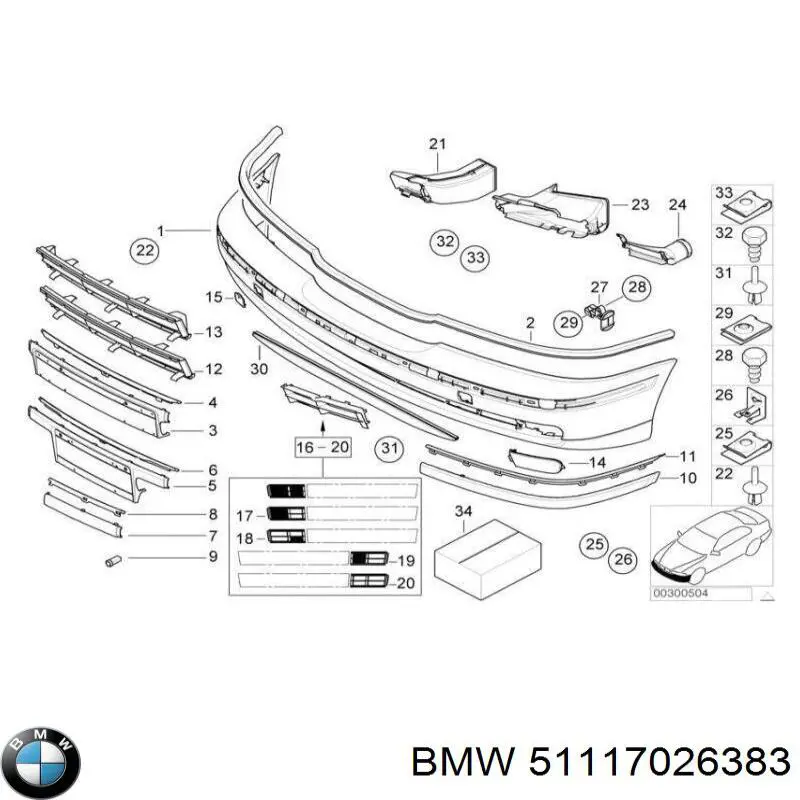 51117026383 BMW спойлер переднього бампера