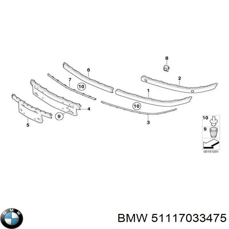 Молдинг переднього бампера, лівий BMW 51117033475 ціна, від 19.93 USD