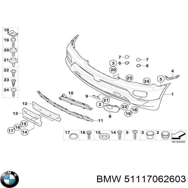 51117062603 BMW Бампер передній в зборі
