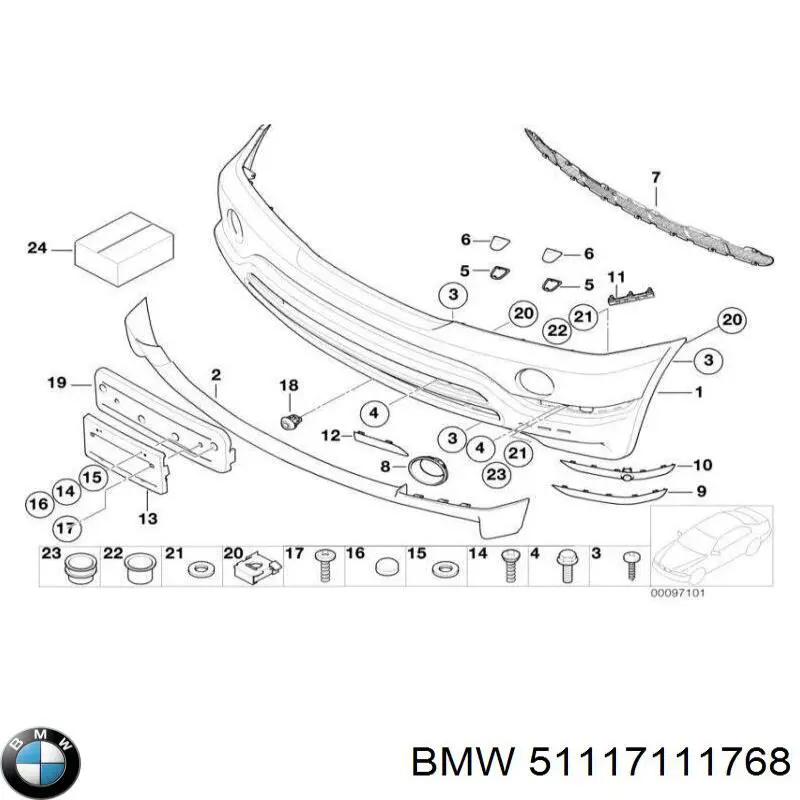Купити 51117111768 BMW Кронштейн переднього номерного знака