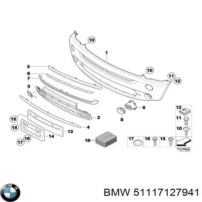 51117127941 BMW Решітка переднього бампера, ліва