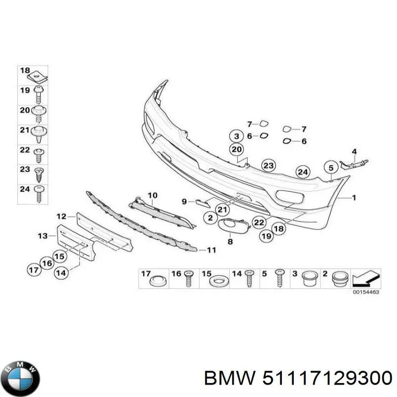 Обід (окантовка) фари противотуманної, правої BMW 51117129300 ціна, від 17.07 USD