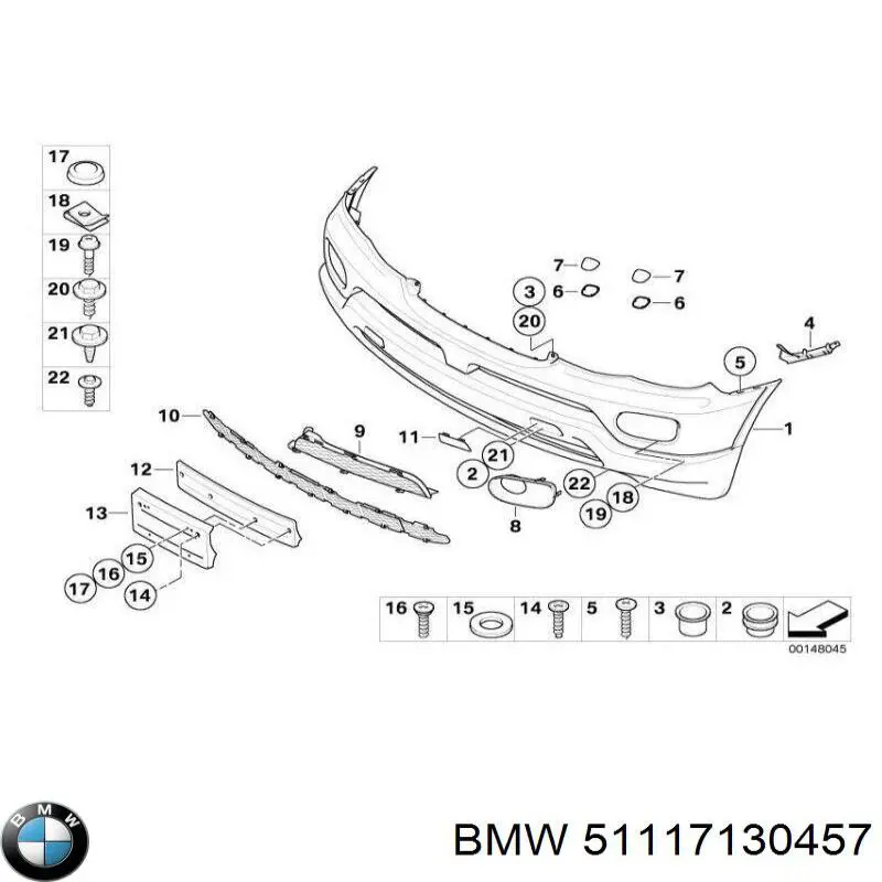 51117130457 BMW Решітка переднього бампера, ліва