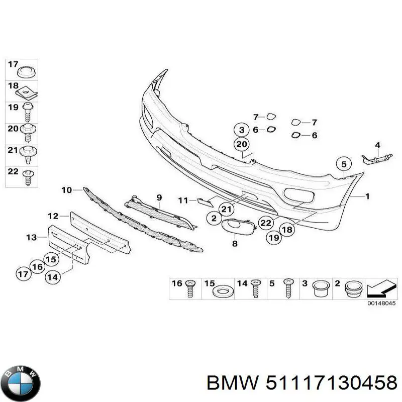 Решітка переднього бампера, права BMW 51117130458 ціна, від 137.49 USD