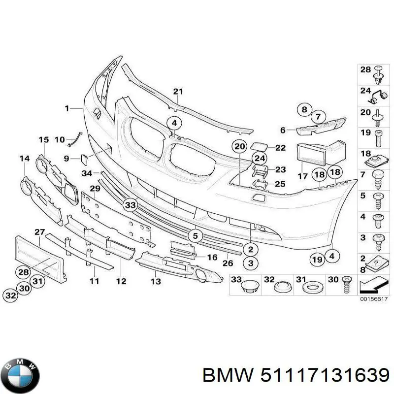 Решітка переднього бампера, ліва BMW 51117131639 ціна, від 52.21 USD