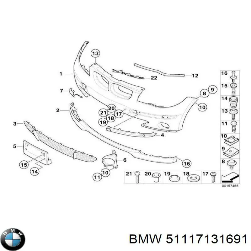 Кріплення переднього номера автомобіля BMW 51117131691 ціна, від 53.32 USD