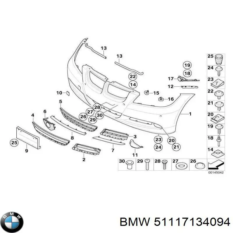 Молдинг решітки радіатора, правий BMW 51117134094 ціна, від 43.96 USD