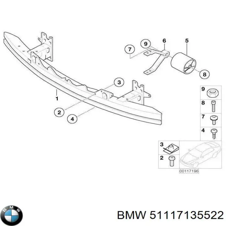 Балка бампера переднього на BMW 7 (E65,66)