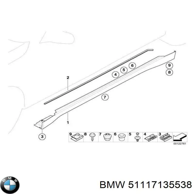 51117135538 BMW пістон (кліп кріплення підкрилки переднього крила)