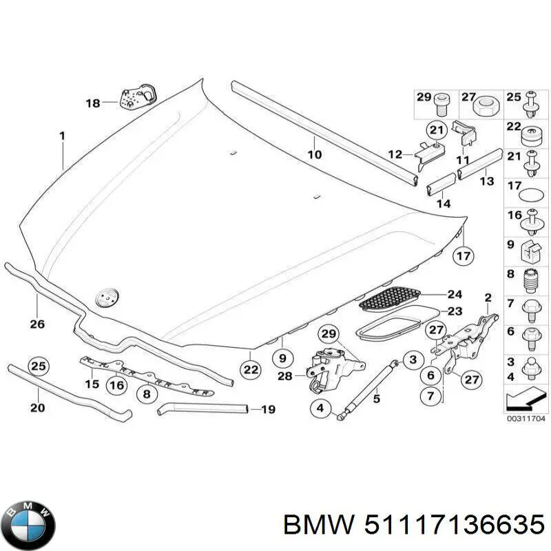 51117136635 BMW Молдинг переднього бампера, лівий