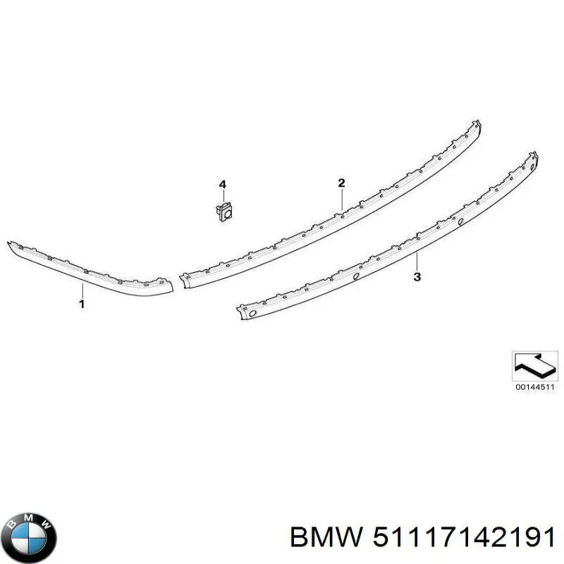 Накладка бампера переднього, ліва BMW 51117142191 ціна, від 82.80 USD