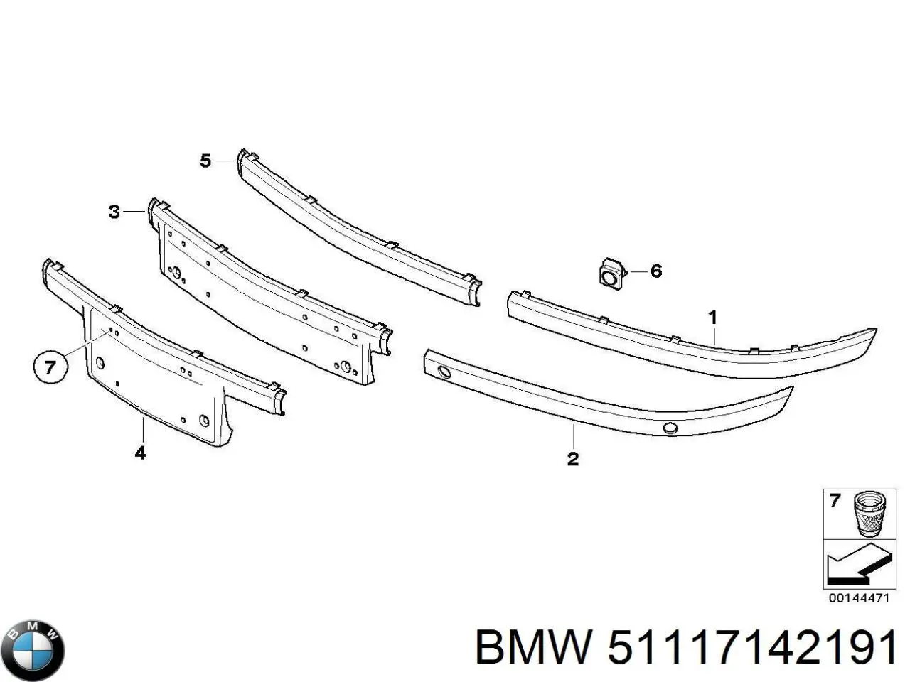 Купити 51117142191 BMW Накладка бампера переднього, ліва