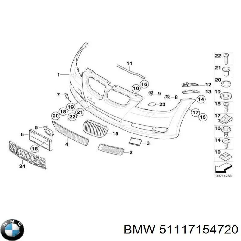 Решітка переднього бампера, права на BMW 3 (E92)