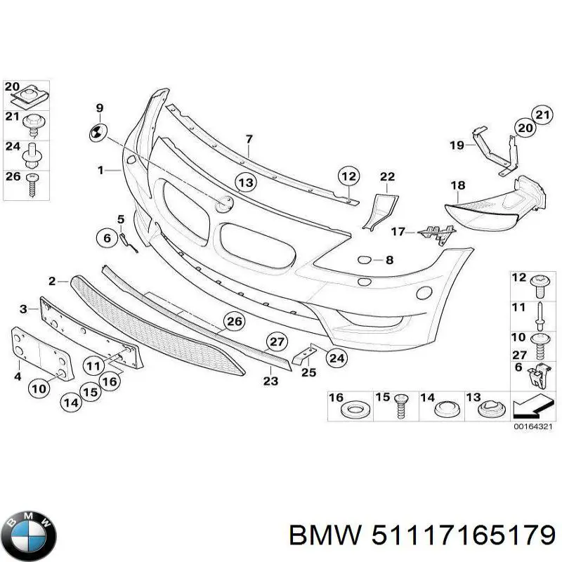 Купити 51117165179 BMW Кронштейн бампера переднього, лівий