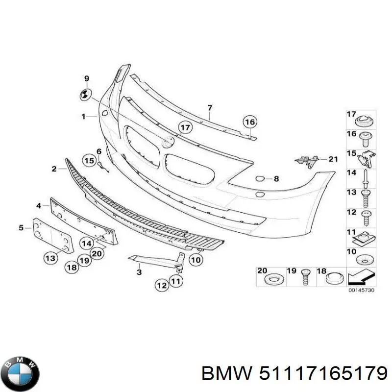 Кронштейн бампера переднього, лівий 51117165179 BMW